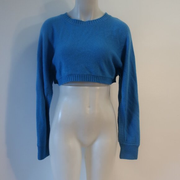 PRVLG Sweaters - Womens PRVLG Blue Open Cut-Out Long Sleeves Cropped Sweater S